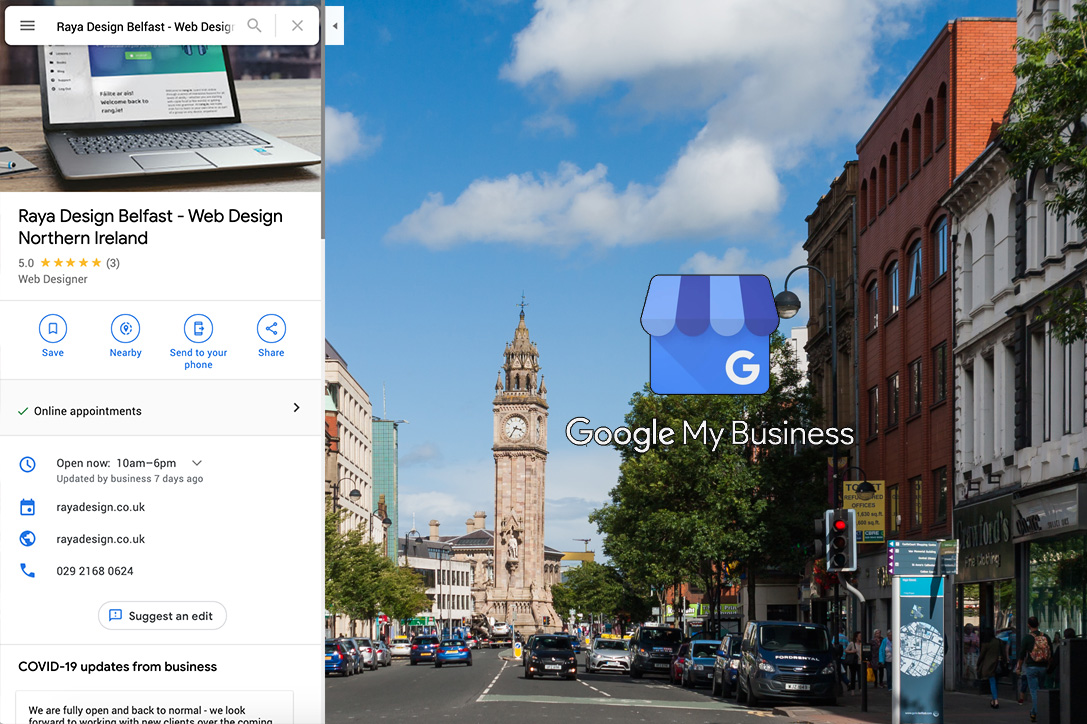 Raya Design Belfast listing on Google My Business